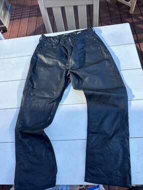 Wyse women’s dark navy Leather-Look Jeans